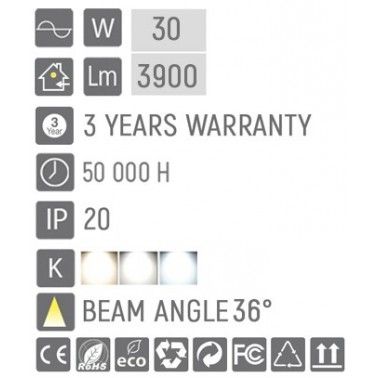 Spot LED 30W, 3420lm - 50 000H, directionabil pe sina trifazata, LED Market, D80-W, Corp Alb LED market Proiectoare montate p...