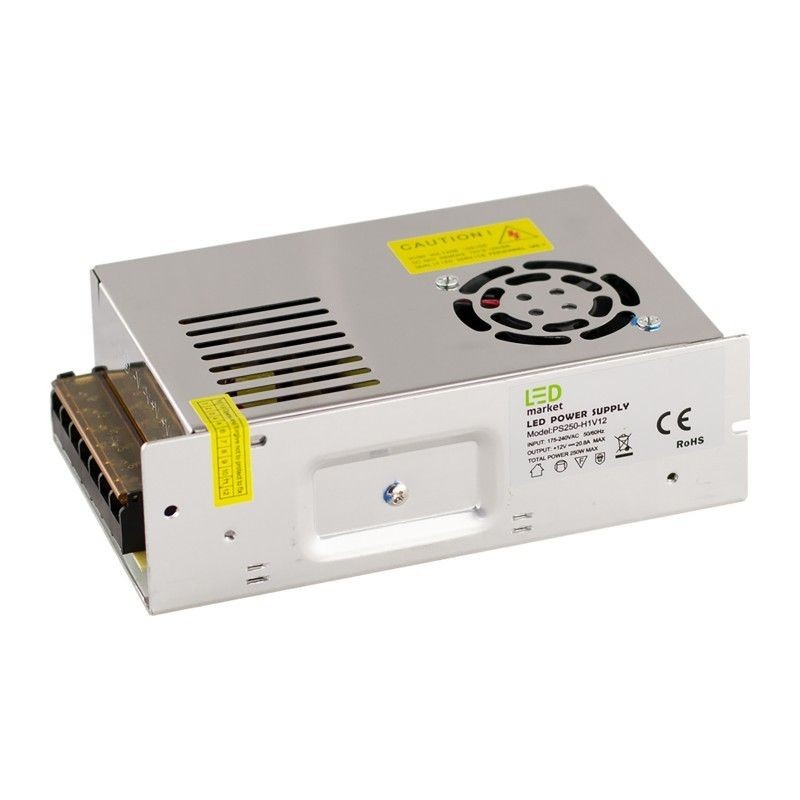 Transformator camere IP 250W/20.8A, 230V - 12VDC, LED Market, PS250-H1V12 IP20 LED market Surse de alimentare IP20 12V