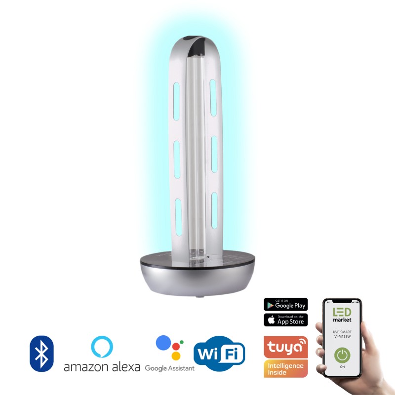 Lampa germicida VI-M138W UVC-Ozon ultravioleta sterilizare UV 38W Bluetooth/Wireless/Wi-Fi Google Assistant, Alexa, Tuya LED ...