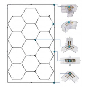 Conector 180° HEXframe compatibil doar cu tuburile T10 Hexagon by LED market  Hexagon